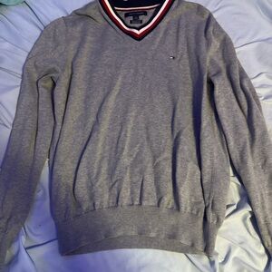 Tommy Hilfiger Gray V-Neck Sweater for Men